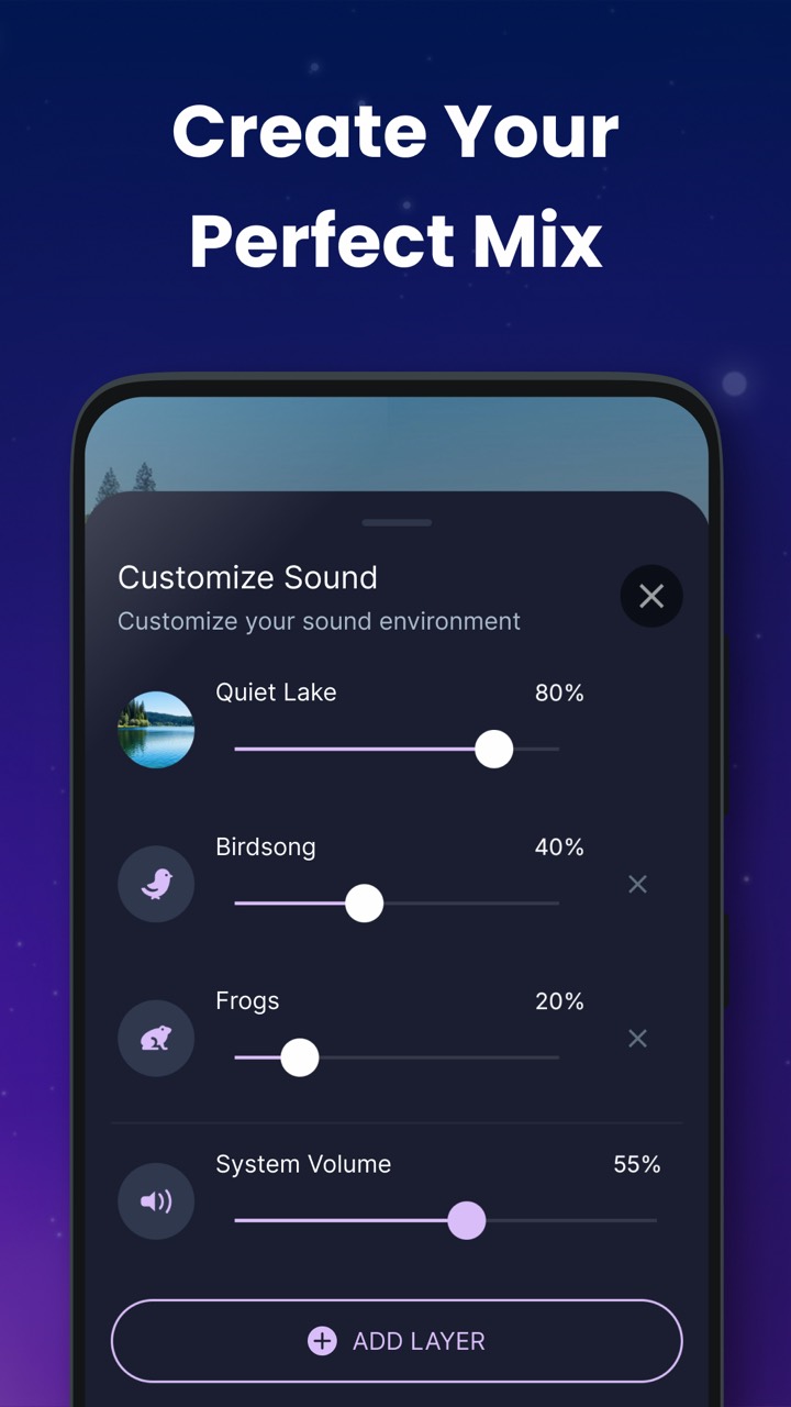 Custom sound mixer with volume sliders